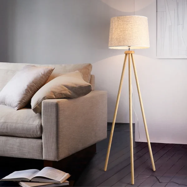 Wooden Tripod LED Floor Lamp